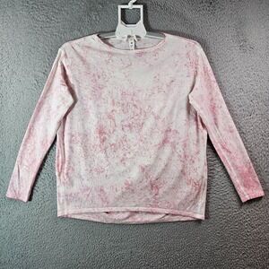 Lululemon Active‎ Top Women Size 2 Abstact Print White Pink 3/4 Sleeve